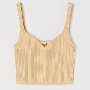 H&M New Rib knit top. Color: Pale Yellow. Size: Small. NWT